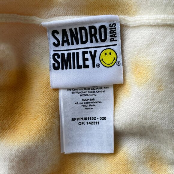 Sandro x Smiley Walk To The Sun Sweater Size 4 Yellow White Cashmere - Picture 8 of 12